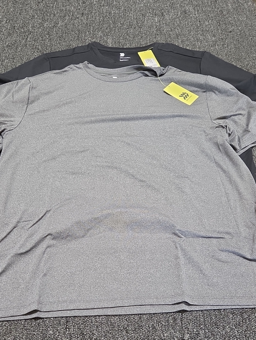 (#4C) All in motion Men's Short Sleeve Crew Tees in Light Gray & Black